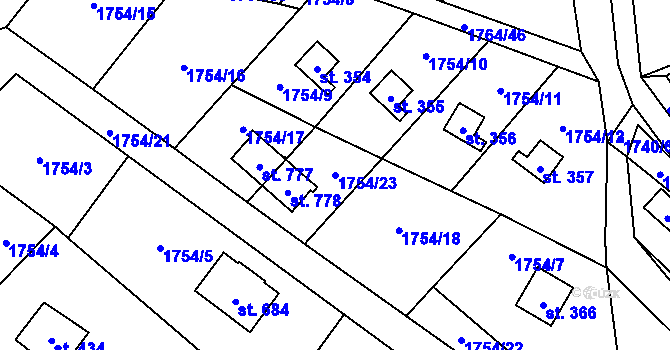 Parcela st. 1754/23 v KÚ Lipnice nad Sázavou, Katastrální mapa