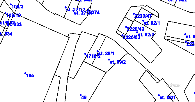 Parcela st. 89/1 v KÚ Lipnice nad Sázavou, Katastrální mapa