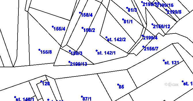 Parcela st. 142/1 v KÚ Lipnice nad Sázavou, Katastrální mapa