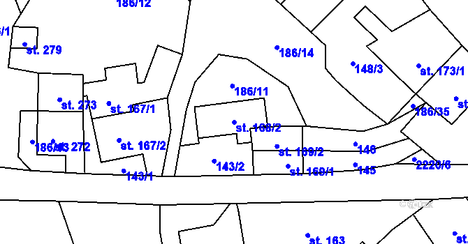 Parcela st. 168/2 v KÚ Lipnice nad Sázavou, Katastrální mapa