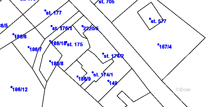Parcela st. 174/2 v KÚ Lipnice nad Sázavou, Katastrální mapa