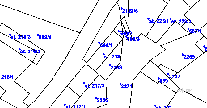 Parcela st. 218 v KÚ Lipnice nad Sázavou, Katastrální mapa