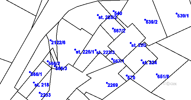 Parcela st. 223/3 v KÚ Lipnice nad Sázavou, Katastrální mapa
