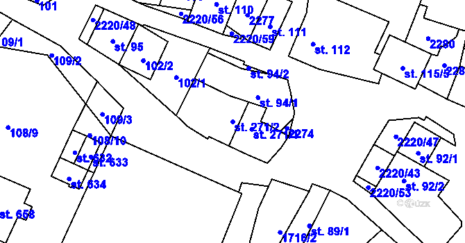 Parcela st. 271/2 v KÚ Lipnice nad Sázavou, Katastrální mapa