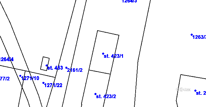 Parcela st. 423/1 v KÚ Lipnice nad Sázavou, Katastrální mapa