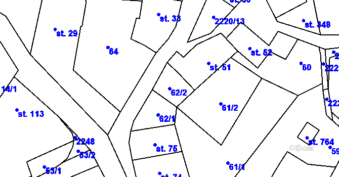 Parcela st. 62/2 v KÚ Lipnice nad Sázavou, Katastrální mapa