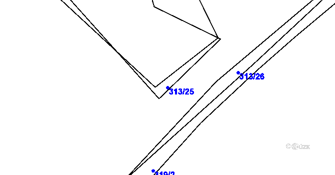 Parcela st. 313/25 v KÚ Lipnice nad Sázavou, Katastrální mapa