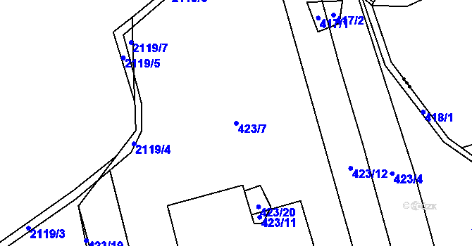 Parcela st. 423/7 v KÚ Lipnice nad Sázavou, Katastrální mapa