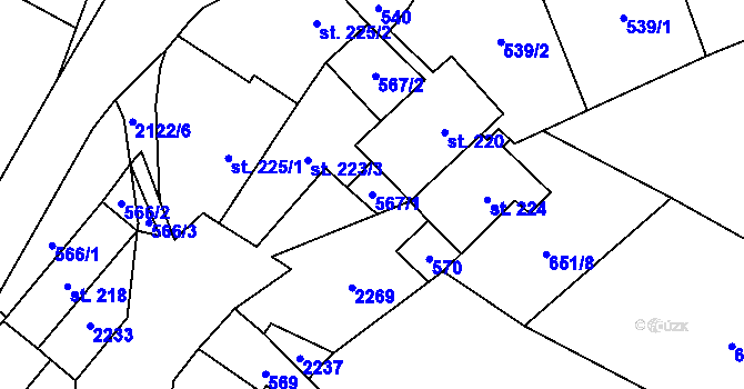 Parcela st. 567/1 v KÚ Lipnice nad Sázavou, Katastrální mapa