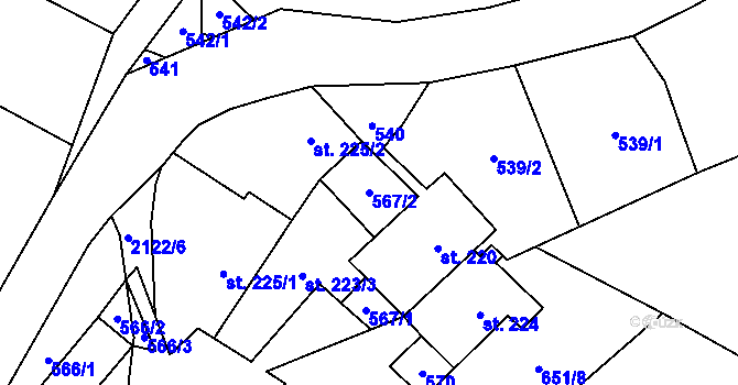Parcela st. 567/2 v KÚ Lipnice nad Sázavou, Katastrální mapa