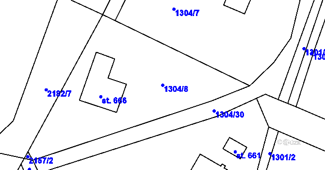 Parcela st. 1304/8 v KÚ Lipnice nad Sázavou, Katastrální mapa