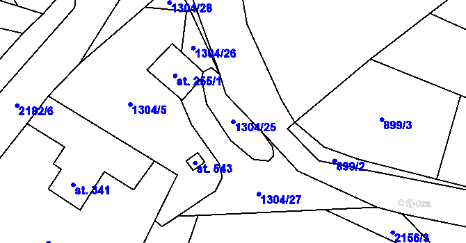 Parcela st. 1304/25 v KÚ Lipnice nad Sázavou, Katastrální mapa