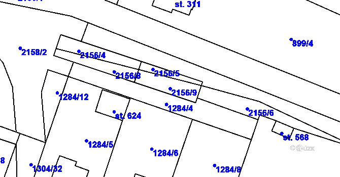 Parcela st. 2156/9 v KÚ Lipnice nad Sázavou, Katastrální mapa