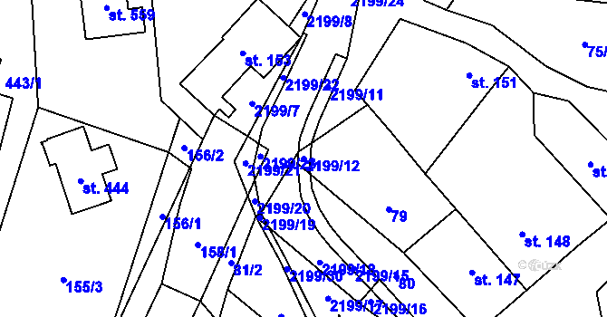 Parcela st. 2199/12 v KÚ Lipnice nad Sázavou, Katastrální mapa