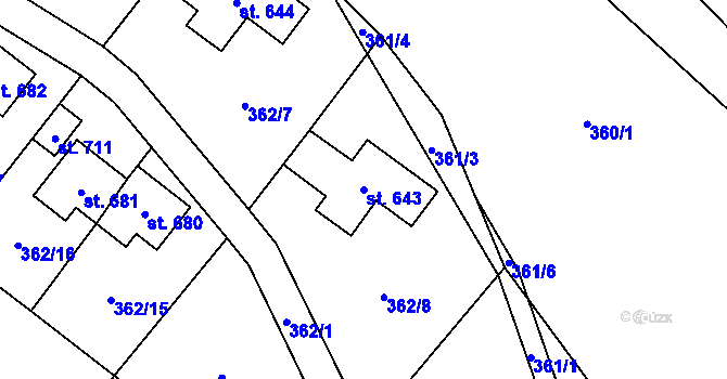 Parcela st. 643 v KÚ Lipnice nad Sázavou, Katastrální mapa