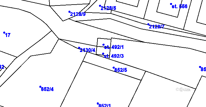 Parcela st. 492/3 v KÚ Lipnice nad Sázavou, Katastrální mapa