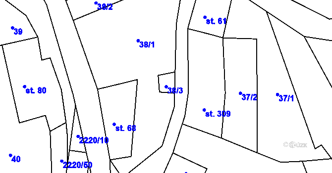 Parcela st. 38/3 v KÚ Lipnice nad Sázavou, Katastrální mapa