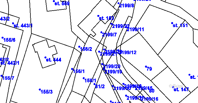 Parcela st. 2199/21 v KÚ Lipnice nad Sázavou, Katastrální mapa