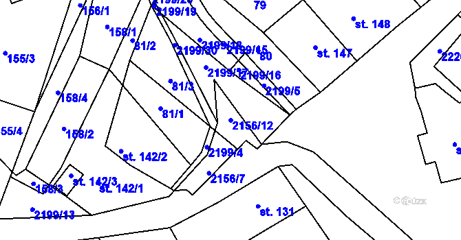 Parcela st. 2156/12 v KÚ Lipnice nad Sázavou, Katastrální mapa