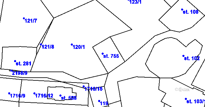 Parcela st. 755 v KÚ Lipnice nad Sázavou, Katastrální mapa