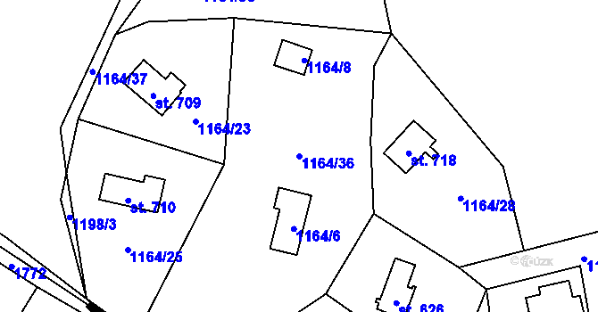 Parcela st. 1164/36 v KÚ Lipnice nad Sázavou, Katastrální mapa