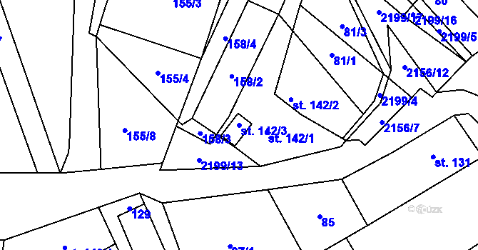 Parcela st. 142/3 v KÚ Lipnice nad Sázavou, Katastrální mapa