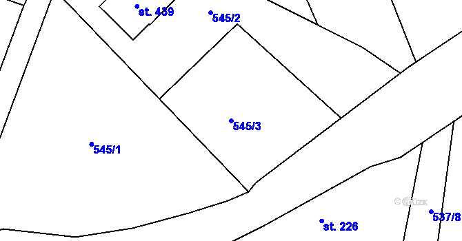 Parcela st. 545/3 v KÚ Lipnice nad Sázavou, Katastrální mapa
