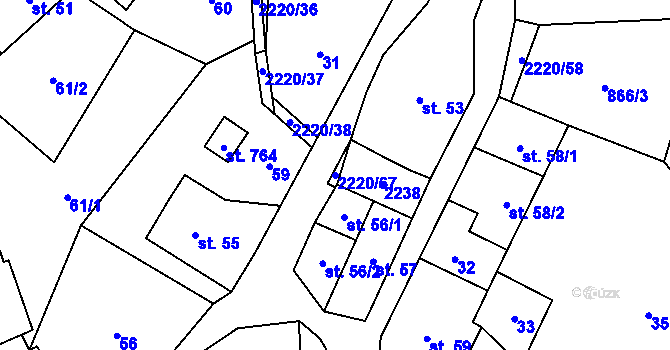 Parcela st. 2220/67 v KÚ Lipnice nad Sázavou, Katastrální mapa