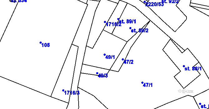 Parcela st. 49/1 v KÚ Lipnice nad Sázavou, Katastrální mapa