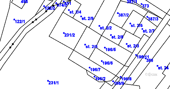 Parcela st. 2/5 v KÚ Radostovice u Lipničky, Katastrální mapa