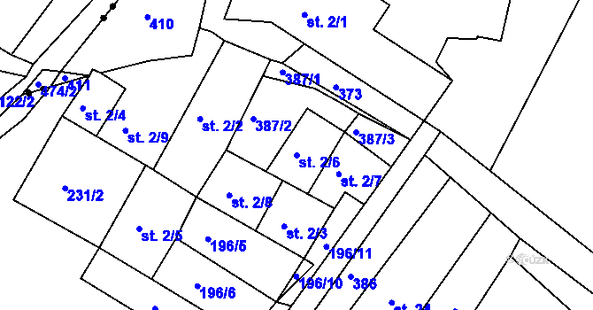 Parcela st. 2/6 v KÚ Radostovice u Lipničky, Katastrální mapa