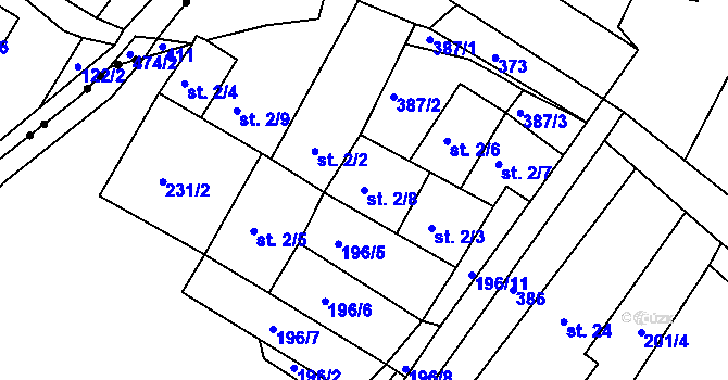 Parcela st. 2/8 v KÚ Radostovice u Lipničky, Katastrální mapa