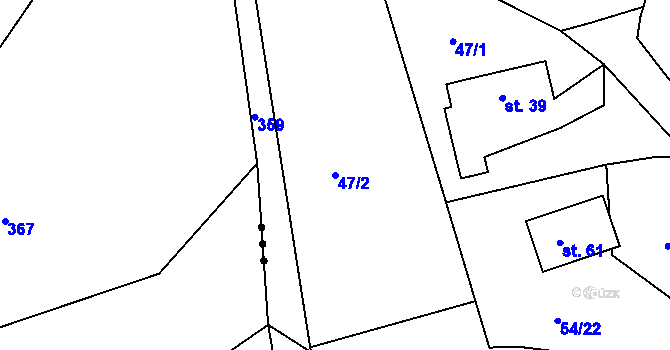 Parcela st. 47/2 v KÚ Radostovice u Lipničky, Katastrální mapa