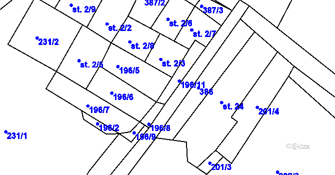 Parcela st. 196/10 v KÚ Radostovice u Lipničky, Katastrální mapa
