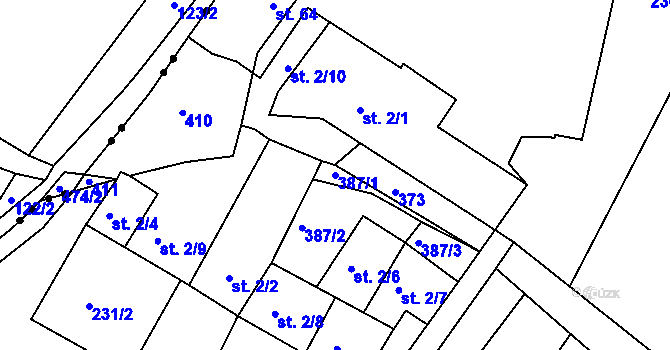 Parcela st. 387/1 v KÚ Radostovice u Lipničky, Katastrální mapa