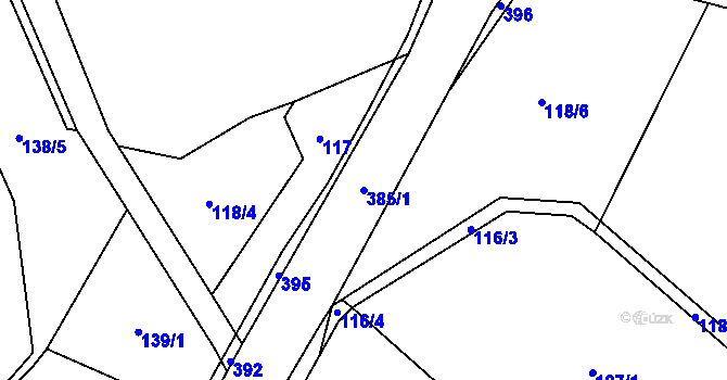 Parcela st. 385/1 v KÚ Radostovice u Lipničky, Katastrální mapa