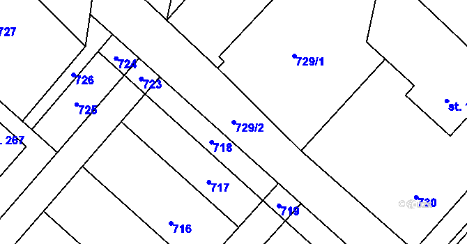 Parcela st. 729/2 v KÚ Lipník, Katastrální mapa