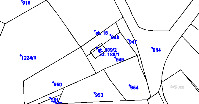 Parcela st. 189/1 v KÚ Lipník, Katastrální mapa
