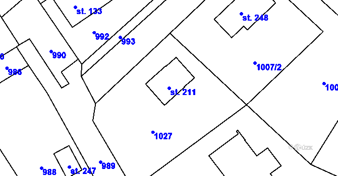 Parcela st. 211 v KÚ Lipník, Katastrální mapa