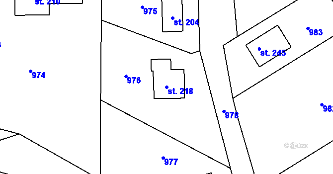 Parcela st. 218 v KÚ Lipník, Katastrální mapa