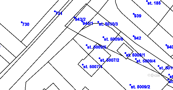 Parcela st. 5009/5 v KÚ Lipník, Katastrální mapa