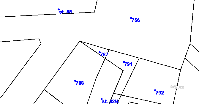 Parcela st. 787 v KÚ Lipník, Katastrální mapa