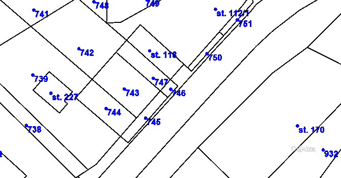 Parcela st. 746 v KÚ Lipník, Katastrální mapa