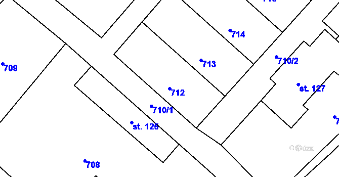 Parcela st. 712 v KÚ Lipník, Katastrální mapa