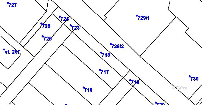 Parcela st. 718 v KÚ Lipník, Katastrální mapa