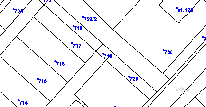 Parcela st. 719 v KÚ Lipník, Katastrální mapa