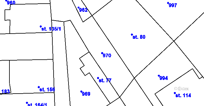 Parcela st. 970 v KÚ Lipník, Katastrální mapa