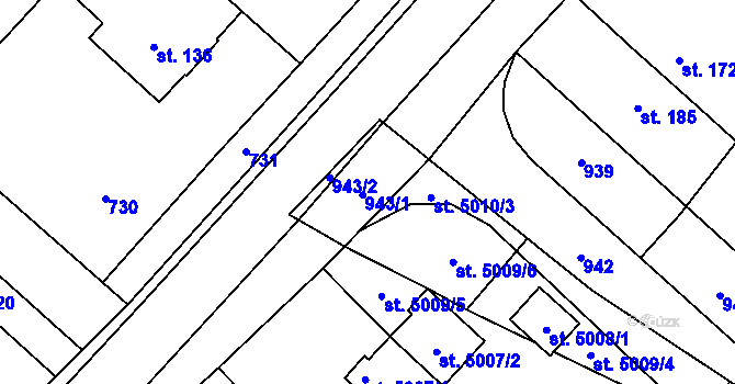 Parcela st. 943 v KÚ Lipník, Katastrální mapa