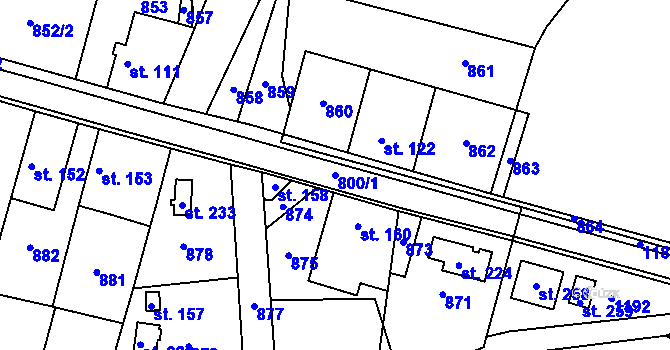 Parcela st. 800/1 v KÚ Lipník, Katastrální mapa