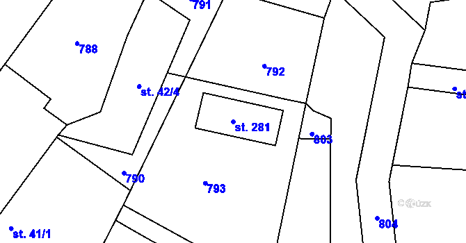 Parcela st. 281 v KÚ Lipník, Katastrální mapa